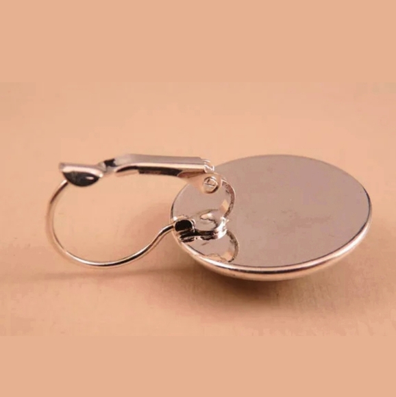 New Tiger Glass Cabochon Silver Earrings - Picture 3 of 3